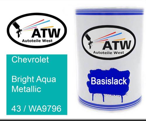 Chevrolet, Bright Aqua Metallic, 43 / WA9796: 500ml Lackdose, von ATW Autoteile West.